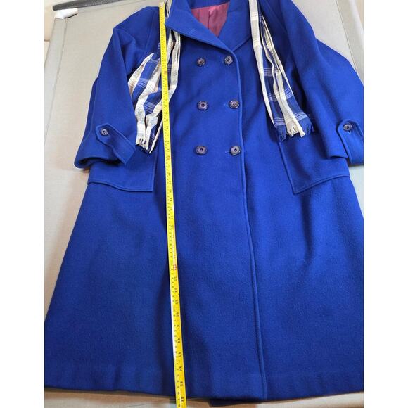 Vintage 80s Jacob-Crowley Wool Overcoat Blue Long Peacoat Made in Canada - Picture 10 of 16